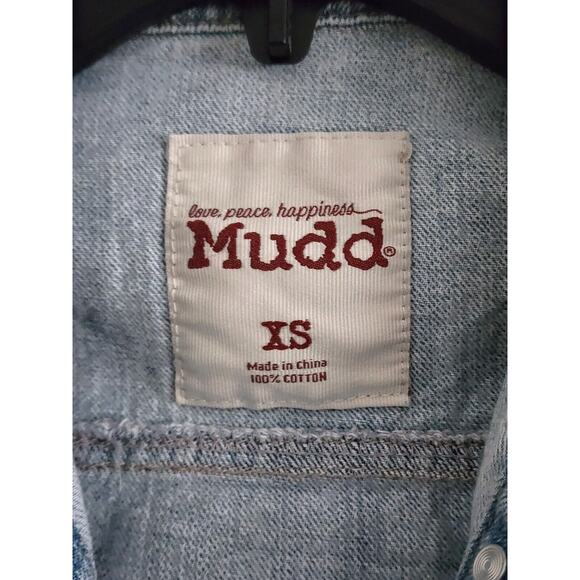 JEAN JACKET-MUDD-Distressed-Light Blue-Buttons-Short-X-SMALL - Picture 7 of 13